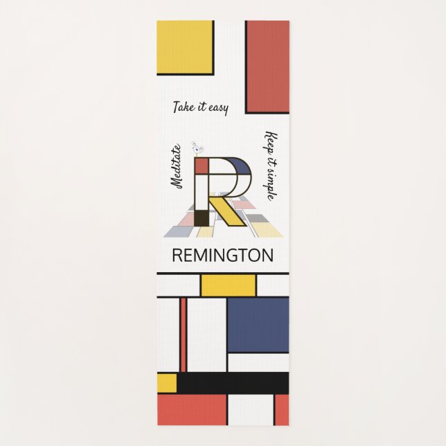 Tapete De Yoga Incrível Neoplasticismo Monograma de Arte. Letra R (Frente)