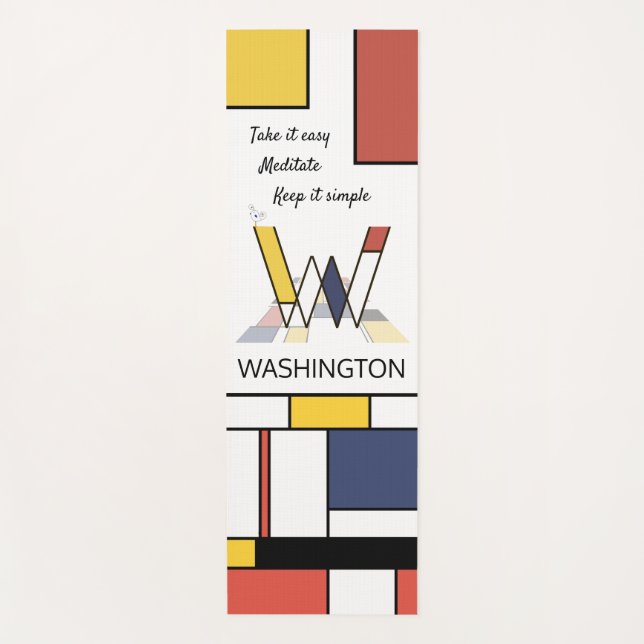 Tapete De Yoga Incrível Neoplasticismo Monograma de Arte. Letra W (Frente)