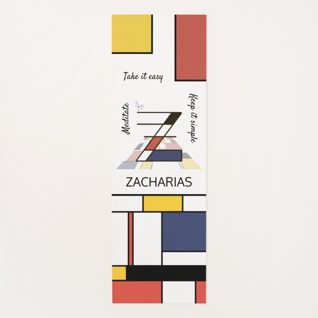 Tapete De Yoga Incrível Neoplasticismo Monograma de Arte. Letra Z (Frente)