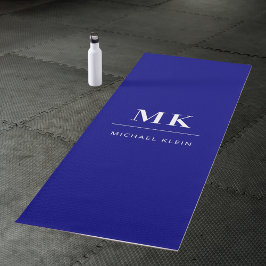 Tapete De Yoga iniciais de monograma azul marinho nome