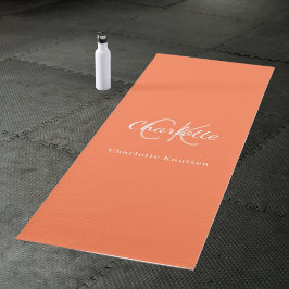 Tapete De Yoga Iniciais monograma laranja coral nome
