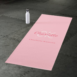 Tapete De Yoga Iniciais monograma nome rosa