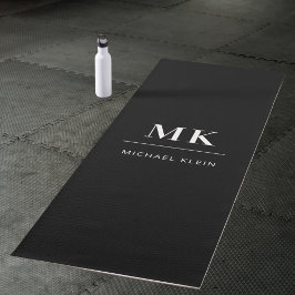 Tapete De Yoga Iniciais monograma preto e branco nome