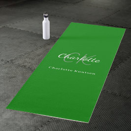 Tapete De Yoga Iniciais monograma verde nome
