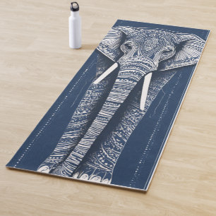 Tapete De Yoga Intrincado Elefante Mandala Índigo Espiritual Yoga