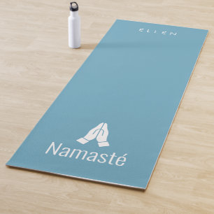 Tapete De Yoga Ioga azul com ícone do Namasté