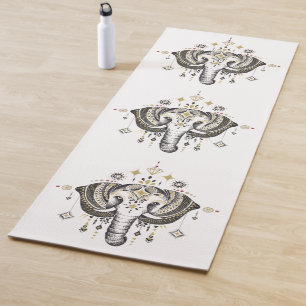 Tapete De Yoga Ioga de ilustração de elefante tribal