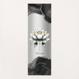 Tapete De Yoga Ioga de Lótus Branco Elegante com Brilho de Mármor