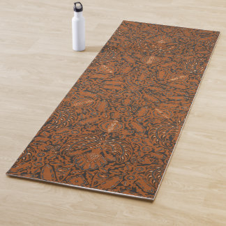 Tapete De Yoga Ioga Intriciada em Laranja e Batik Negra