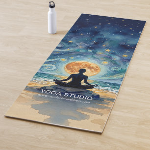 Tapete De Yoga Ioga Meditação Céu Noturno Estrelado Lua Praia Oce