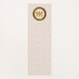 Tapete De Yoga Ioga Moderno Feminino Monograma Dourado Brilho Ros