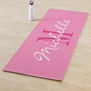 Tapete De Yoga Ioga rosa monograma personalizado para exercício