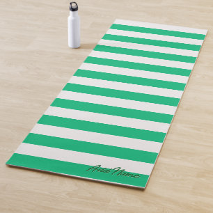 Tapete De Yoga Jade e Nome Personalizado Branco