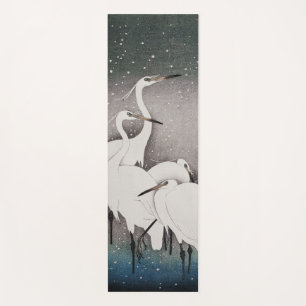 Tapete De Yoga Japonês Egrets Koson Cranes Winter Snow