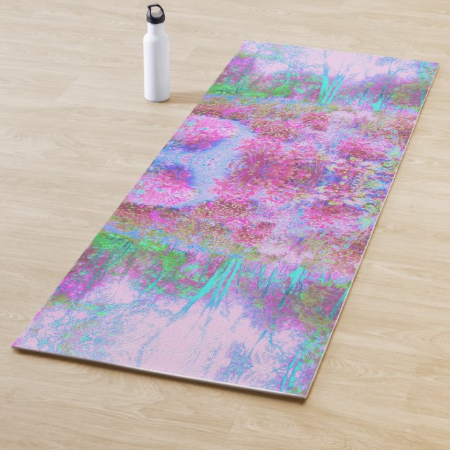 Tapete De Yoga Jardim Abstrato de Rosa Impressionista e Turquesa (In Situ)