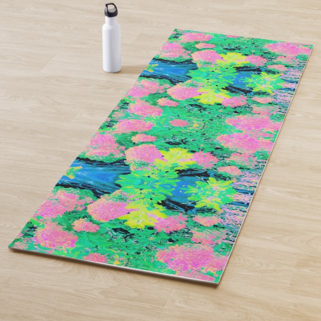 Tapete De Yoga Jardim de Hydrangea rosa com folhagem amarela (In Situ)