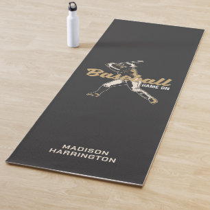 Tapete De Yoga Jogador de Baseball de Nome e Cores Personalizado