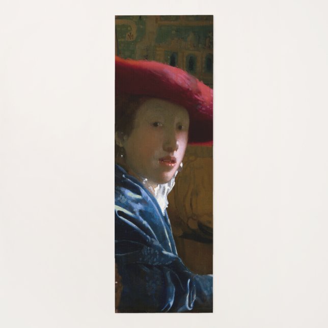 Tapete De Yoga Johannes Vermeer - Rapariga com Chapéu Vermelho (Verso)