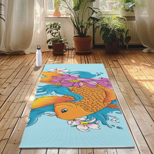 Tapete De Yoga Koi e Flores
