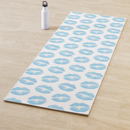 Tapete De Yoga Lábios Azuis, Padrão De Lábios, Batom Azul, Beijo