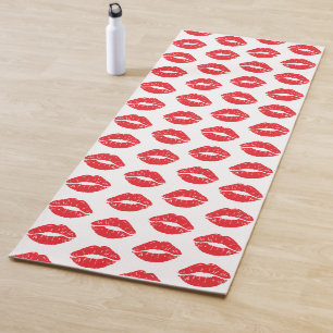 Tapete De Yoga Lábios Vermelhos, Batom Vermelho, Beijo, Padrão De