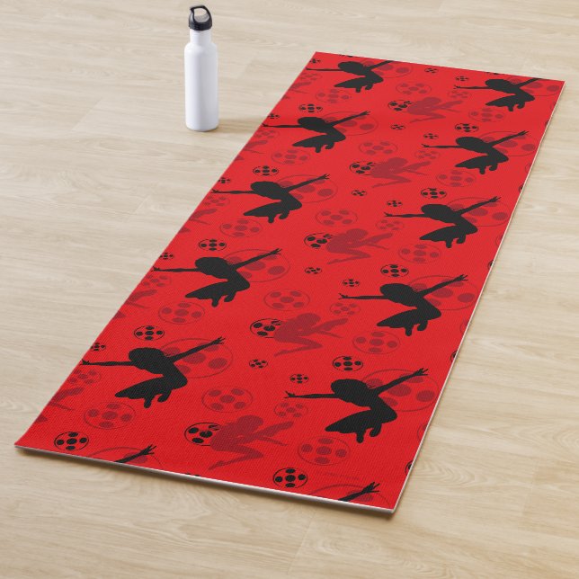 Tapete De Yoga Ladybug Silhouette Red Pattern (In Situ)