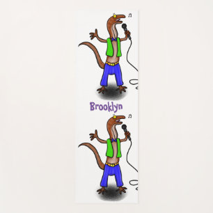 Tapete De Yoga Lagarto engraçado cantando com desenho de microfon