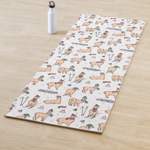Tapete De Yoga Lamas no teste padrão de esqui dos chapéus & dos