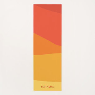 Tapete De Yoga Laranjas Coloridas Geométricas Retro Sunny Stripe