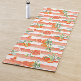 Tapete De Yoga Laranjas em faixas laranja e brancas