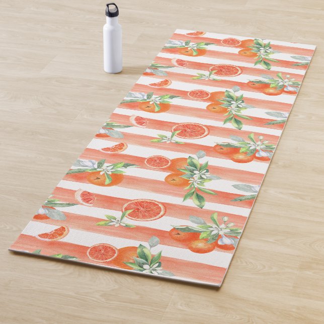 Tapete De Yoga Laranjas em faixas laranja e brancas (In Situ)