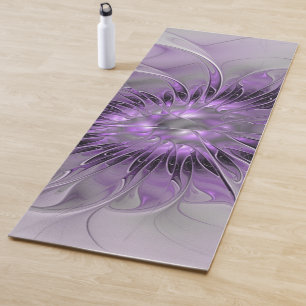Tapete De Yoga Lavanda Flor Sonho Moderno Abstrato de Arte Fracta
