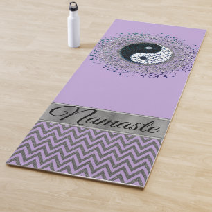 Tapete De Yoga Lavanda Yin Yang Chevron Personalizada