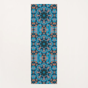 Tapete De Yoga Leaf Kaleidoscope Estrela Azul e Laranja