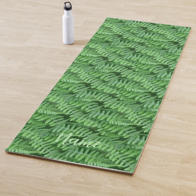 Tapete De Yoga Leafy Green Ferns Nature Patterno Personalizado (In Situ)