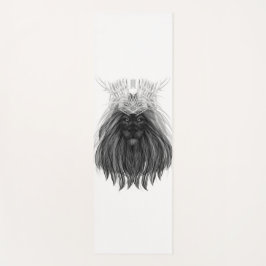 Tapete De Yoga Leão Negro com Coroa e Monograma