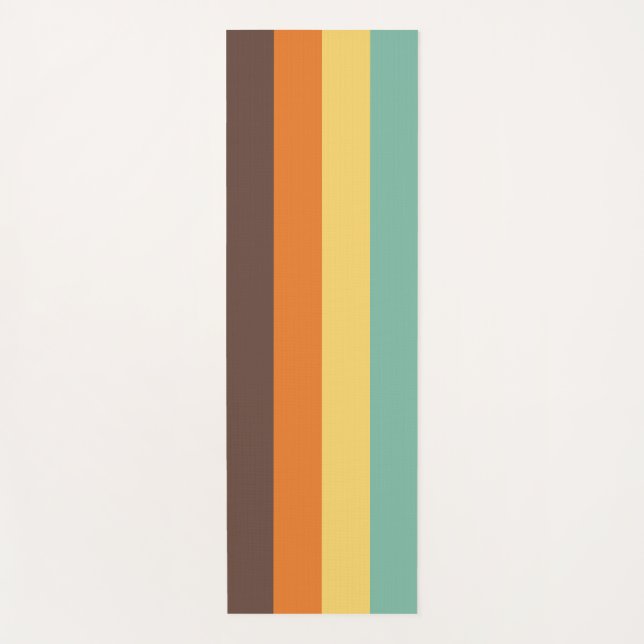 Tapete De Yoga Legal retrorreflector 70s Stripes Teal Amarelo Lar (Frente)