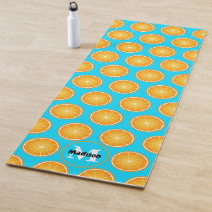 Tapete De Yoga Legal Suco Laranja fatias Monograma azul neon