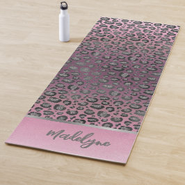 Tapete De Yoga Leopardo brilhante impresso a cor-de-rosa personal