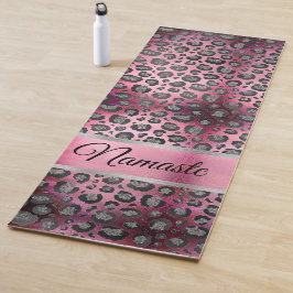 Tapete De Yoga Leopardo brilhante impresso a rosa quente brilhant