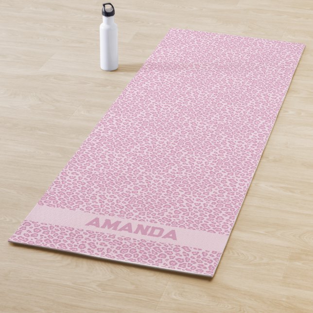 Tapete De Yoga Leopardo rosa-chic personalizado (In Situ)