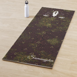 Tapete De Yoga Libra Zodiac Flor Oriental Dourada Roxo