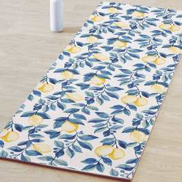 Tapete De Yoga Limão Aquarela Azul