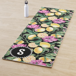 Tapete De Yoga Limões e Tulipas Padrão Floral | Citrus Monograma