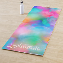 Tapete De Yoga Linda Coloração Suave do Arco-Íris Yoga Mat