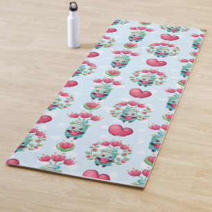 Tapete De Yoga Linda Floral Mason Jar Hearts Pattern