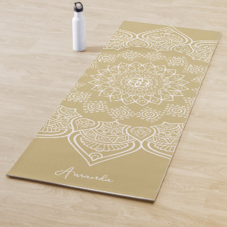 Tapete De Yoga Linda Mostarda Leve Mandala Personalizada Ioga Mat