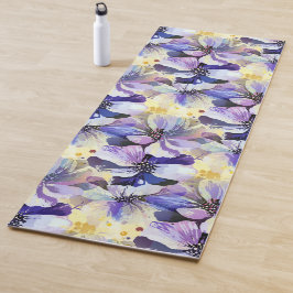 Tapete De Yoga Linda Pintada Aquarela Botânica Floral
