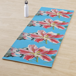 Tapete De Yoga Linda Shabby Blue Lily Floral Yoga Mat