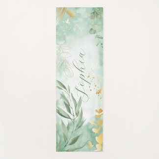 Tapete De Yoga Linda Watercolor Eucalypt Nome Yoga Mat